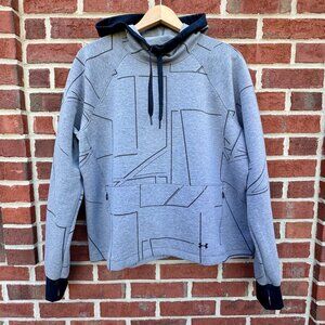Under Armour Spacer Burnout Hoodie XL Gray Print Loose Fit Pockets Thumbholes